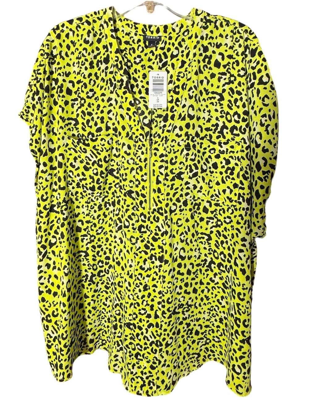 NWT Torrid Neon Green Leopard Top w/ Peplum 4X